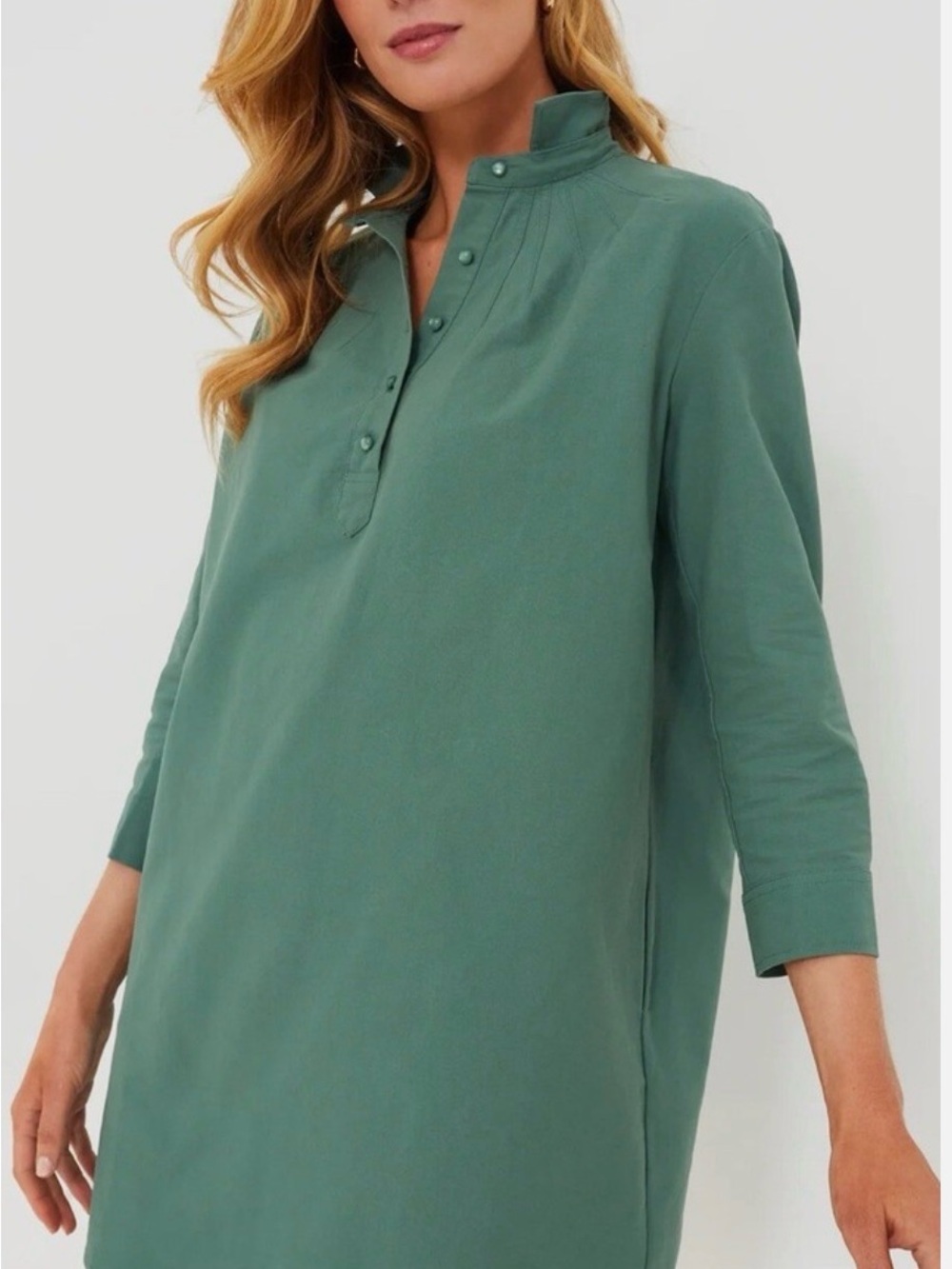 Tuckernuck Pomander Place Women’s L Sage Green Long-Sleeve Tunic Shirt Dress